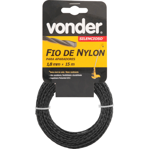 Fio de nylon 1,8 mm x 15 m modelo silencioso para aparador de grama Fio de nylon 1,8 mm x 15 m modelo silencioso para aparador de grama