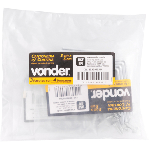 Cantoneira para cortina 5 x 5 cm zincada com 4 peças Cantoneira para cortina 5 x 5 cm zincada com 4 peças