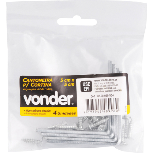 Cantoneira para cortina 5 x 5 cm zincada com 4 peças Cantoneira para cortina 5 x 5 cm zincada com 4 peças