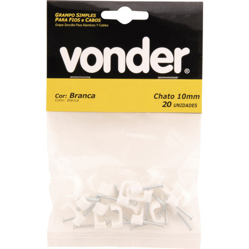 Grampo pl�stico chato para fios de10 mm cartela com 20 p�s