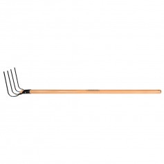 Forcado curvo de arame 4 dentes com cabo de madeira 120 cm