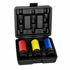 Jogo de soquete de impacto sextavado longo 17 a 21 mm 1/2