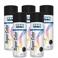 Kit 5 tintas spray preto fosco de uso geral 350 ml