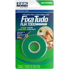 Fita dupla face acrílica 12 mm x 2 m uso interno - Fixa Tudo Fita dupla face acrílica 12 mm x 2 m uso interno - Fixa Tudo