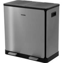 Lixeira dupla inox retangular 30L com pedal Lixeira dupla inox retangular 30L com pedal