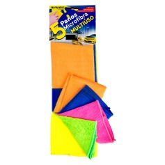 Pano multiuso em microfibra para limpeza 30 x 35 cm 5 pe�as - NVA460