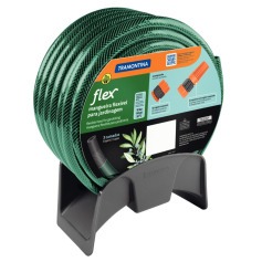 Mangueira Flex Verde em PVC 3 Camadas 15 m com Engate Esguicho e Suporte