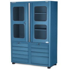 Armário para ferramentas com 3 prateleiras 9 gavetas e portas de vidro - AM-1023 Armário para ferramentas com 3 prateleiras 9 gavetas e portas de vidro - AM-1023