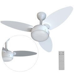 Ventilador de teto 3 p�s Inverter dupla face branco/cinza com controle remoto - Elluz