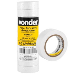 Fita isolante 19 mm x 10 m branca com 10 pe�as