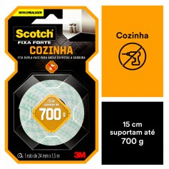 Fita dupla face 24 mm x 1,5 metros cozinha - Fixa Forte Fita dupla face 24 mm x 1,5 metros cozinha - Fixa Forte