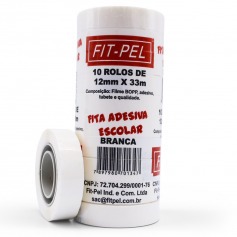 Fita adesiva 12 mm x 33 m com 10 pe�as branca - 10100517
