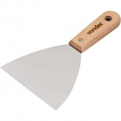 Esp�tula a�o inox 120 mm com cabo de madeira