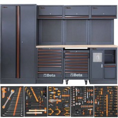 Arm�rio Mobili�rio para oficina tampo em madeira com kit 268 ferramentas - C45PRO 2.0W