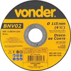 Disco de corte 115 x 1,6 x 22,23 mm - BNV 02