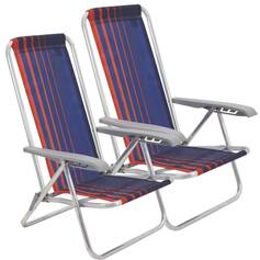 Kit 2 Cadeiras de praia reclin�vel at� 4 posi��es - Bali