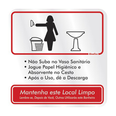 Placa sinalizadora educativa para Procedimento ao usar o Sanit�rio Feminino - 120AI