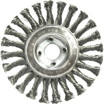 Escova de a�o latonado circular ondulada 152,4 x 19 mm com furo