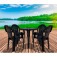 Conjunto de mesa Coruripe com 4 cadeiras pl�sticas com bra�o